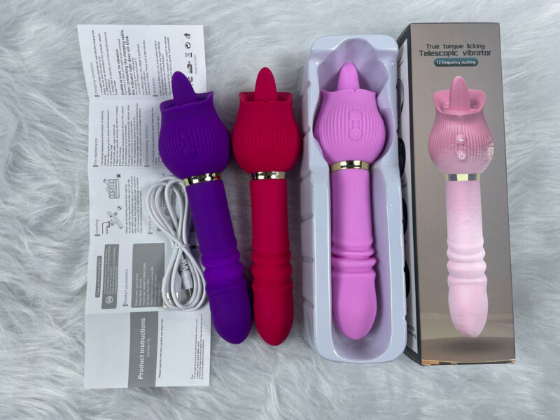 Sextoy Hai Đầu Hoa Hồng Rung Thụt Hút Liếm Siêu Đa Năng