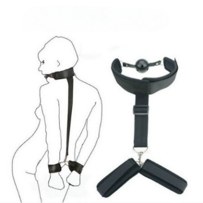 Bộ Bạo Dâm Khóa Hàm Kèm Còng Tay BDSM